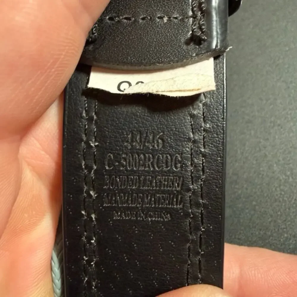 44 Black Bonded Leather Belt Mens 44 46 Buckle Included Classic Casual